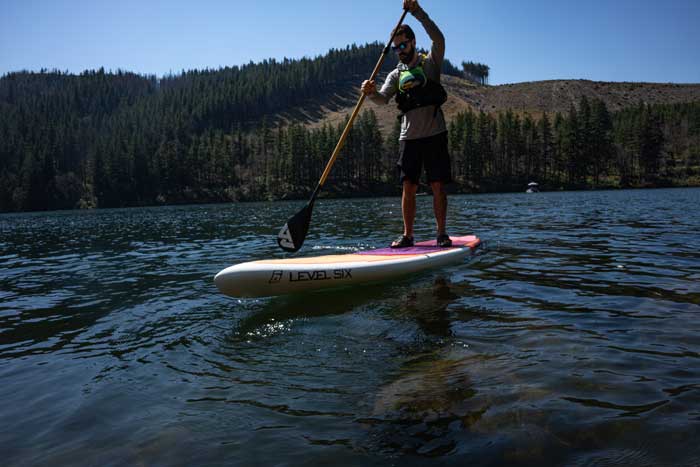 Paddling a SUP on the Columbia river